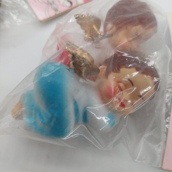 Vintage Wilton Cake Topper Sleeping Angels Boy Girl Baptism Christening Lot Of 3 - Picture 2 of 6